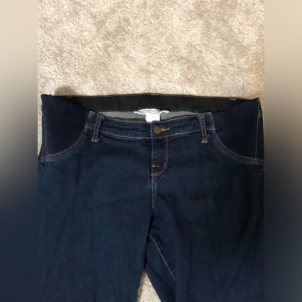 2/$30 Liz Lange Maternity Dark Wash Skinny Jeans Stretch Belly Panel Sz M - Picture 4 of 10